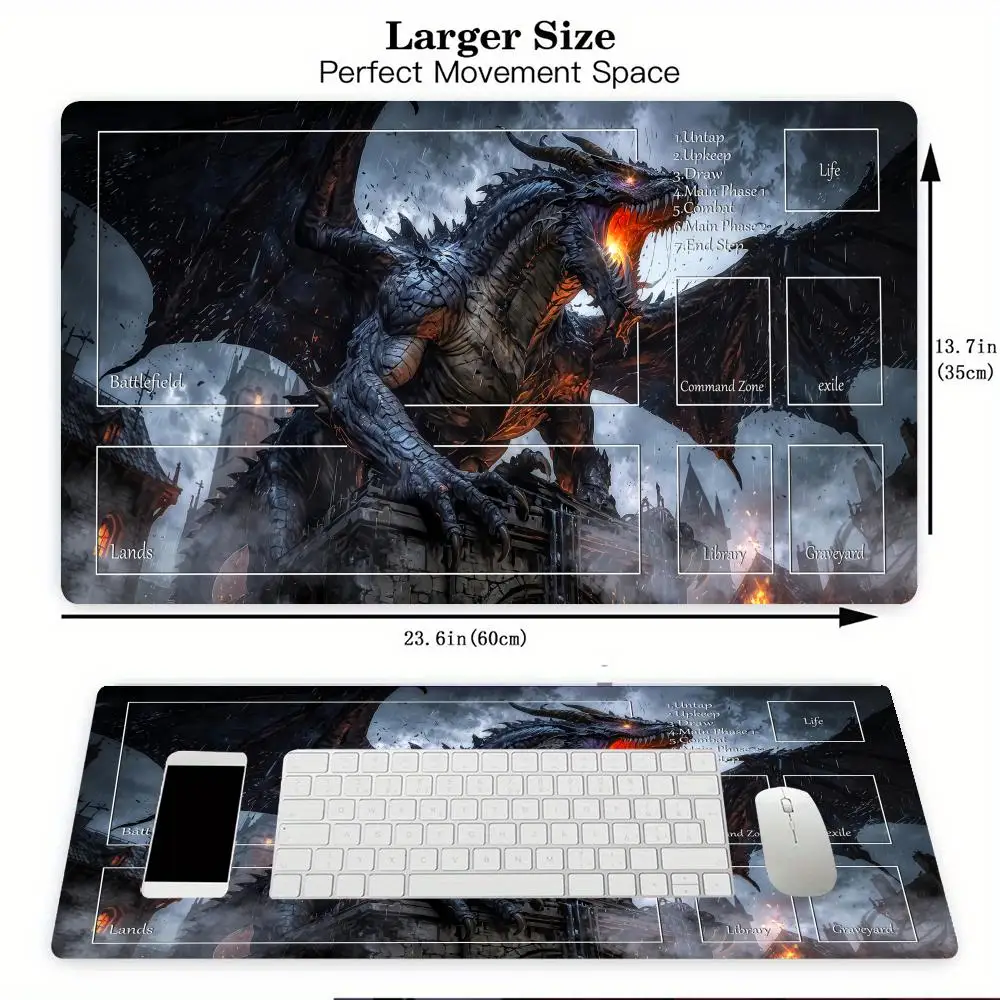 Playmat TCG Playmat Dragon Podkładka pod mysz Antypoślizgowa Wytrzymała Obszyte krawędzie 35X60CM Mata na biurko Tapete Magic — zdjęcie produktu 3