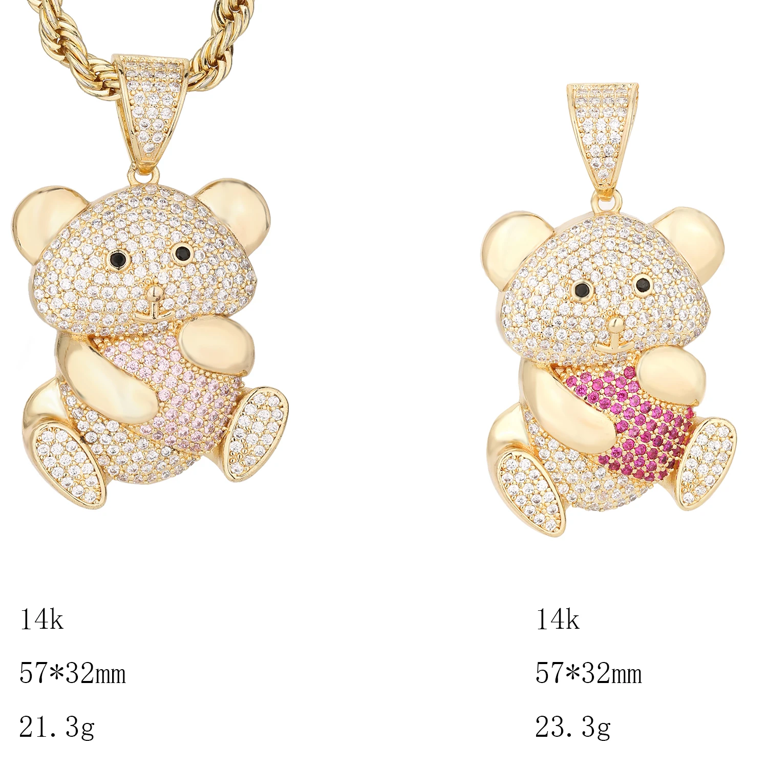 Heart-hugging bear pendant cute girl girl pendant necklace pendant decoration dress accessories pendant 21.3g