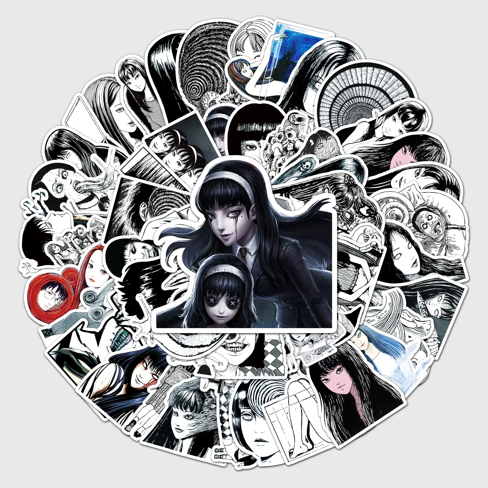 50 Stück Anime Tomie Cartoon Graffiti Wasserdichte Selbstklebende Aufkleber für Motorräder, Wasserbecher & Keramiktassen