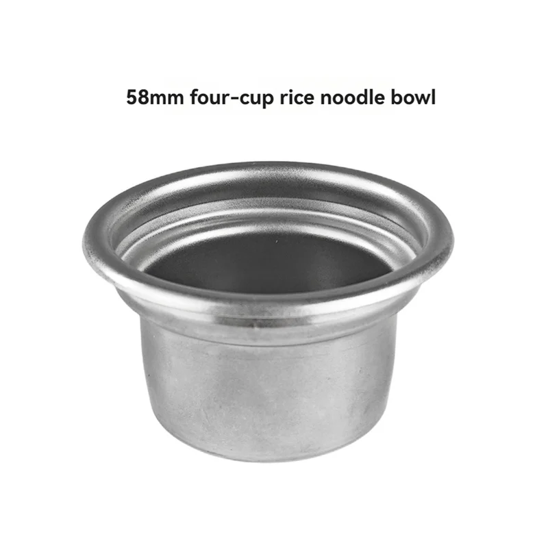 B06B-Coffee Machine Handle Filter Basket 58MM Stainless Steel Four-Cup Powder Bowl Reusable Coffee Filters