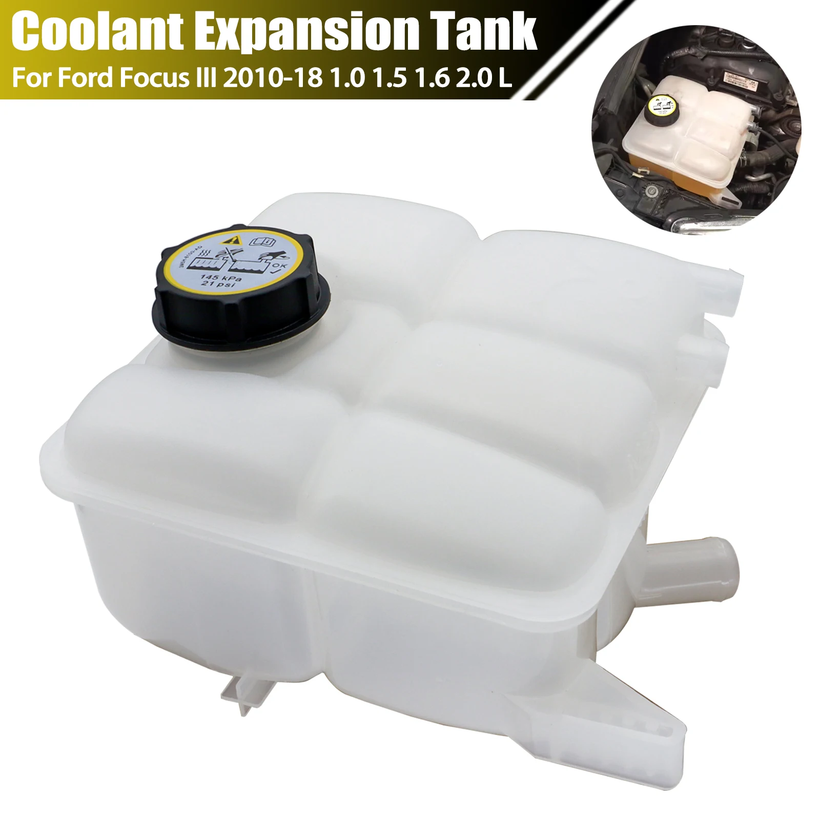 Engine Car Coolant Water Coolant Header Expansion Bottle Tank For Ford Focus MK3 C Max Kuga MK2 1717053 8V618K218AE Replacement