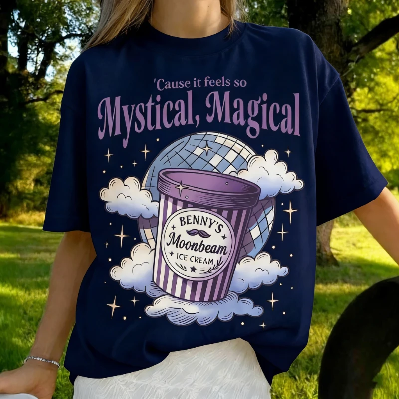 Moonbeam Ice Cream America Printed T-shirt Tops Magical Tour Album 2026 Concert for Women Cotton Crewneck Tee Short-sleev