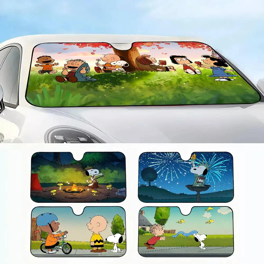 

MINISO Cartoon Snoopys Car SunShade Windshield Sun Shade Personalized Picture Block UV Rays Visor Protector