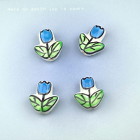 14mm 6pcs/12pcs BlueTulip Flower Shape Ceramic Beads For DIY Bracelet Keychain Necklace Gifts Accessories Bead