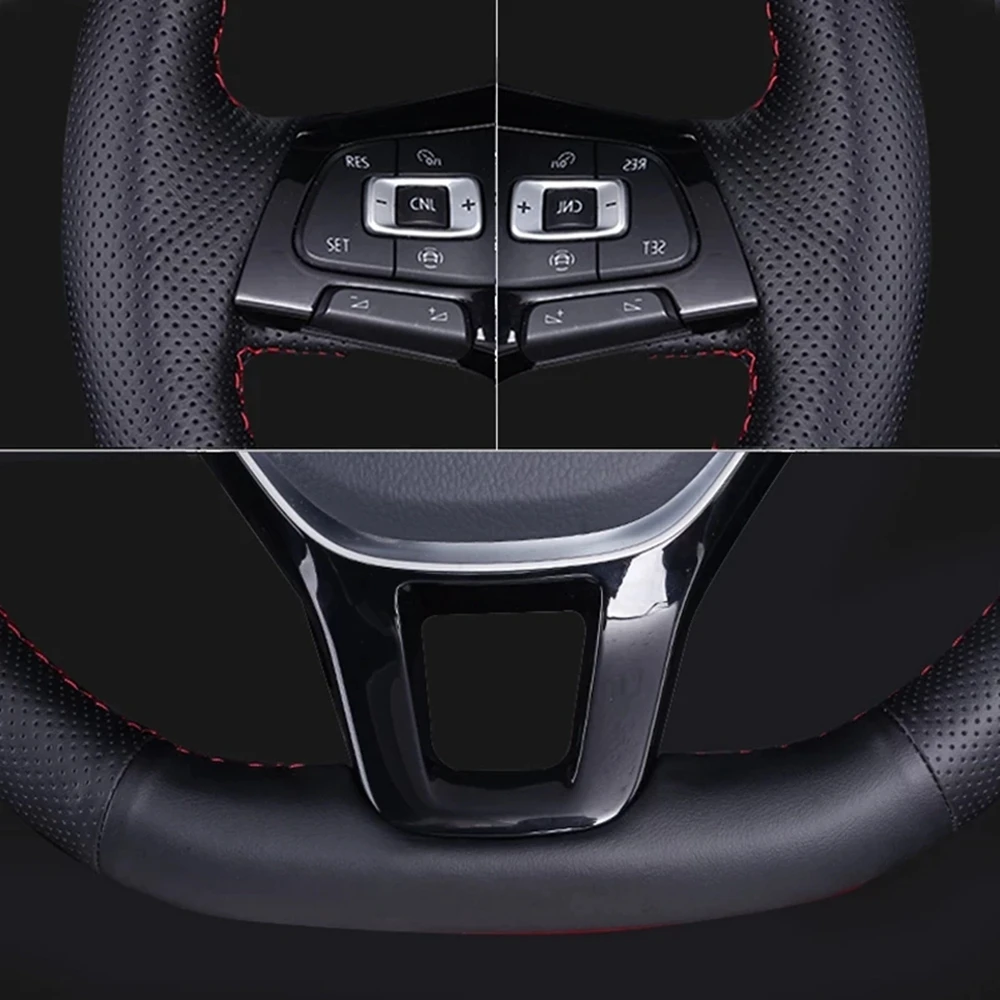 Coprivolante per auto in treccia di pelle artificiale Nappe nero antiscivolo personalizzato per accessori per auto Tesla Model 3 2017-2020