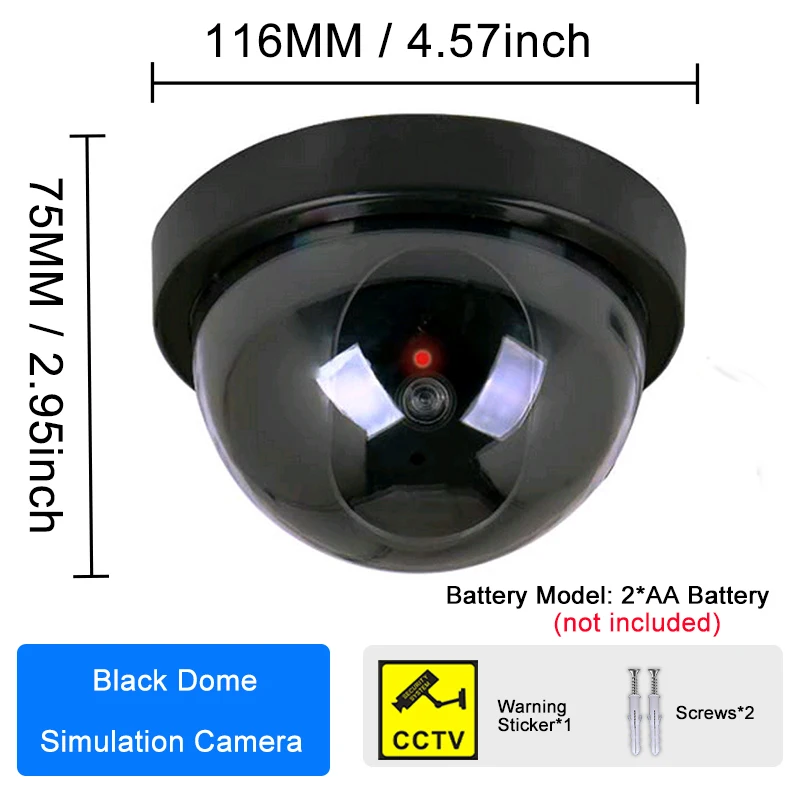 Fake Camera  Simulated Camera CCTV Surveillance Simulation Dome Camera LED Light Deter Thieves Protection Home Office Security