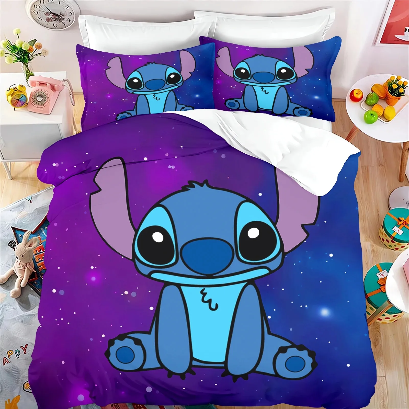 Disney Cartoon Lilo Stitch Duvet Cover Set,Bedding for Adult Kids Bed Set,3D Game Quilt Cover,Comforter Cover Bedding Set