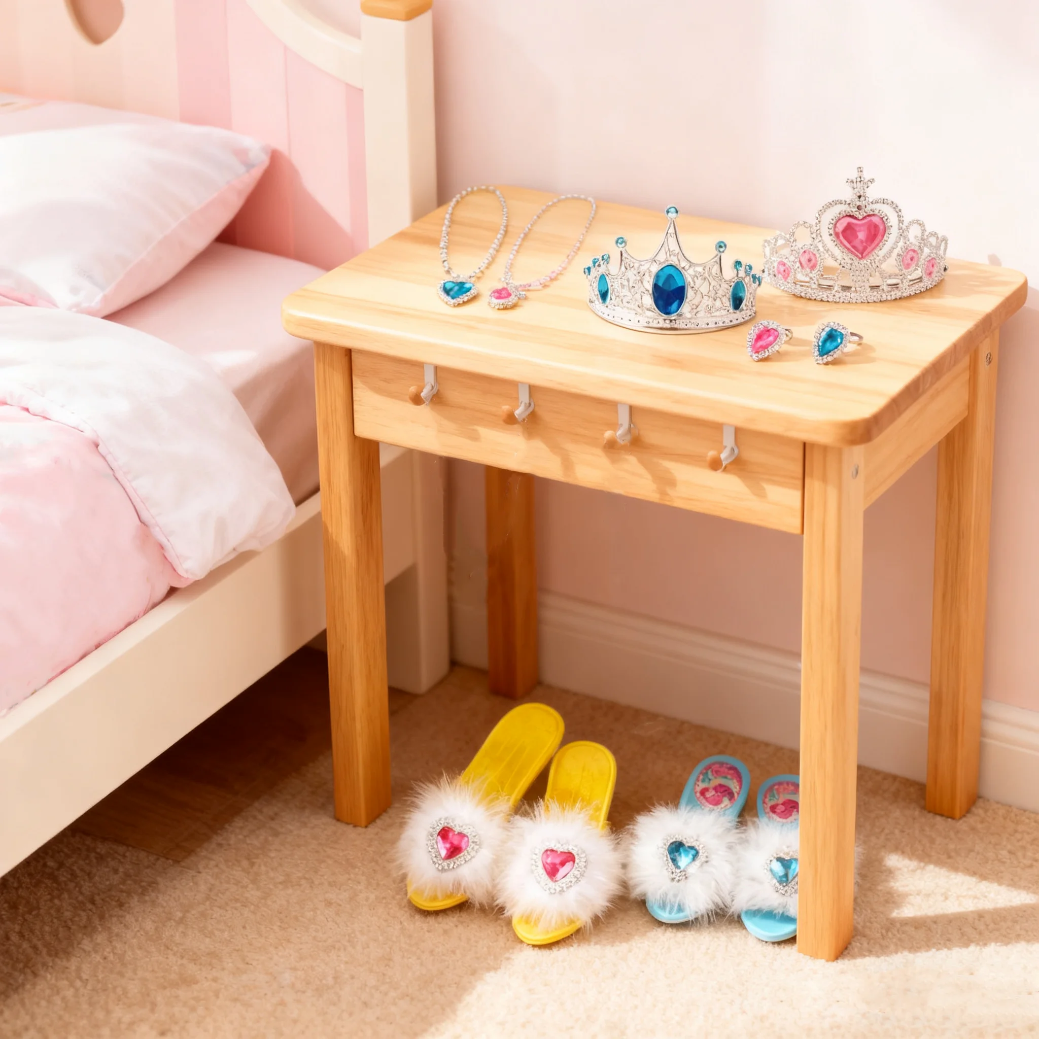 แต่งตัวของเล่นสาวรองเท้าแตะแก้วสร้อยคอต่างหูชุดเครื่องประดับของเล่น