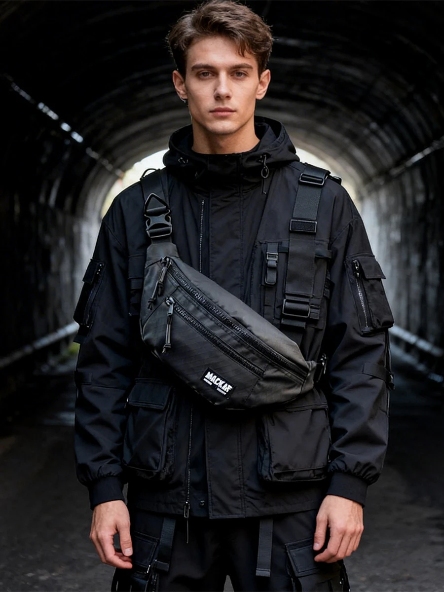 

Спортивная поясная сумка Mackar большой вместимости для мужчин, многофункциональная нагрудная сумка, сумка через плечо для работы, повседневная сумка в уличном стиле