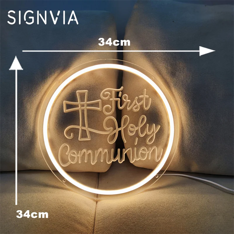 Mi bautico Neon LED Signs incisione 3D prima comunione Hanging Decor battesimo Neon Sign Lights battesimo Party Home Decoration