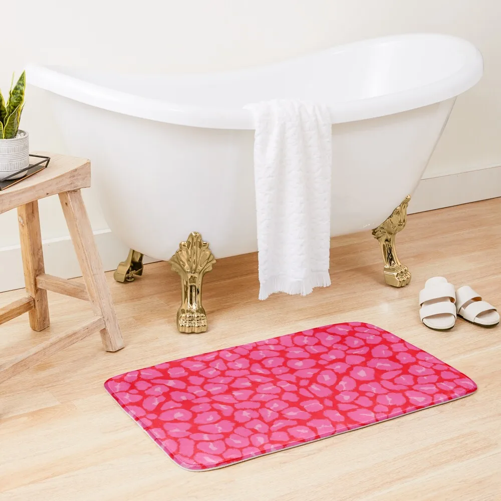 

Leopard Print Pink and Red Colours Bath Mat Doormat Absorbent Mat