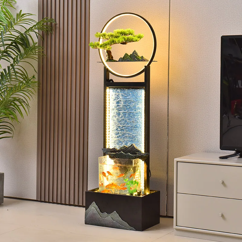 

Flow ornament circulating water living room humidifier TV cabinet sofa decorative water curtain wall
