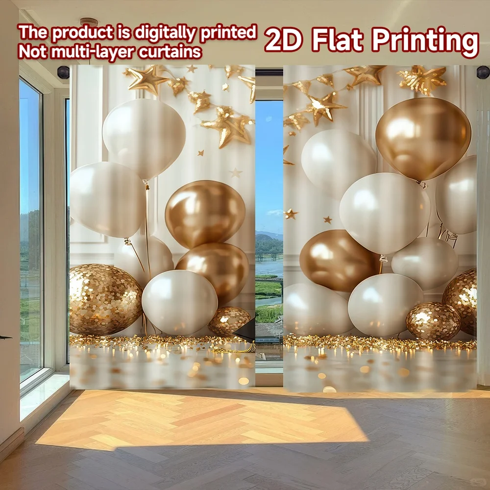 

2D flat printing 2pcs Curtain Graduation Celebration Digital Printed Polyester Drapes Party Decorations for Parties and Everyday