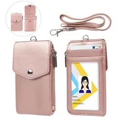 5Slots Unisex Work Card Holders with Lanyard PU Bank Card Name Credit Card Holders Bus ID Holders Identity Badge with Neck Strap