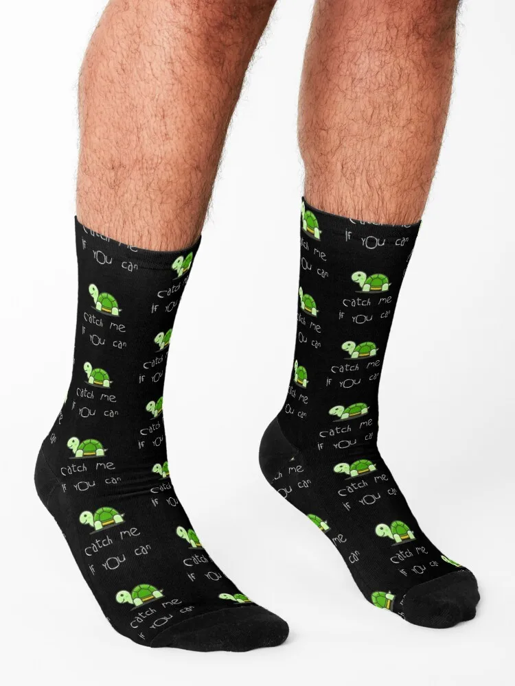 Turtle Running - Catch me if you can Socks funny gifts halloween Heating sock cycling Socks For Men Women's