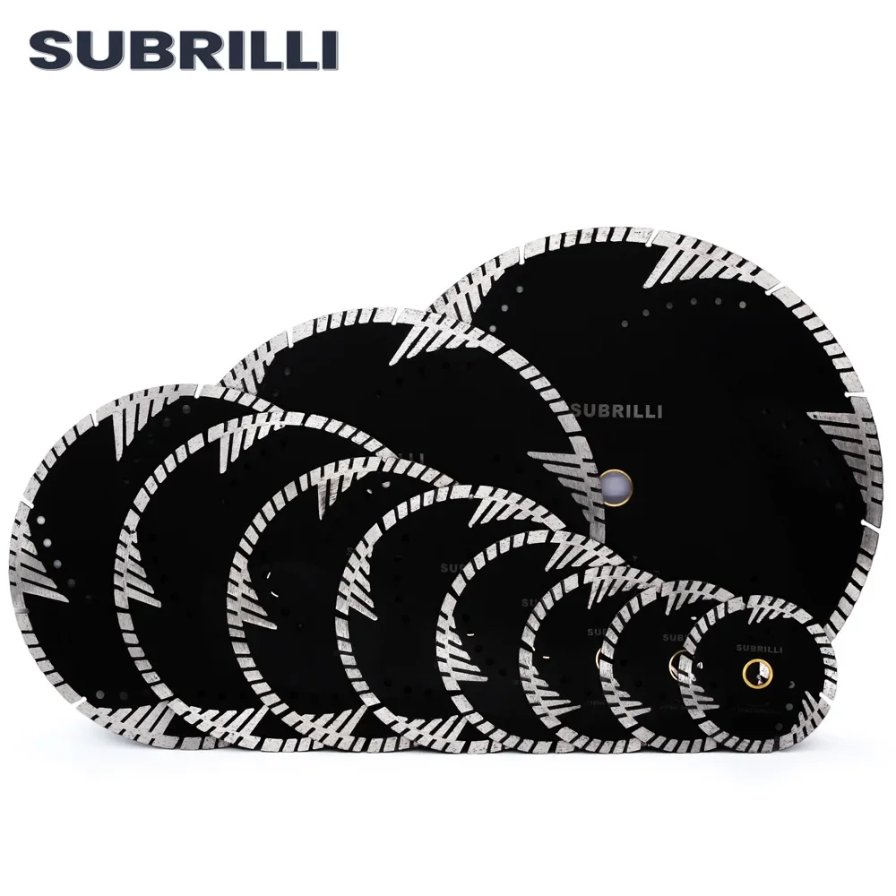 SUBRILLI 105/115/125/150/180/200/230/250/300/350mm Diamond Saw Blade Concrete Marble Granite Cutting Disc with Protection Teeth