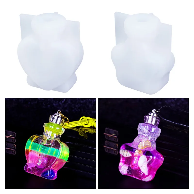 DIY Drifting Sand Bottle Hanging Silicone Mold Keychain Night Light Desktop Decoration Resin Mold Jewelry Handmade Accessories