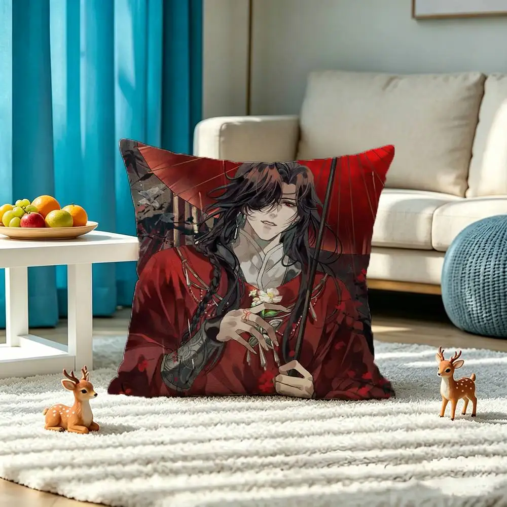 Anime Heaven Official Hua Cheng Square Double-Sided printed Pillow Case Bedroom Bedside Pillow Sofa Cushion Cover