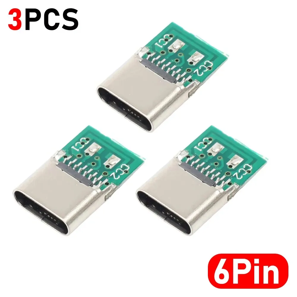 20-1 Stück 5/6-Pin Typ-C Buchsenanschlüsse USB Elektrische Klemmen Schweißen DIY Datenkabel Unterstützung für Leiterplattenbuchsen Gerätereparatur