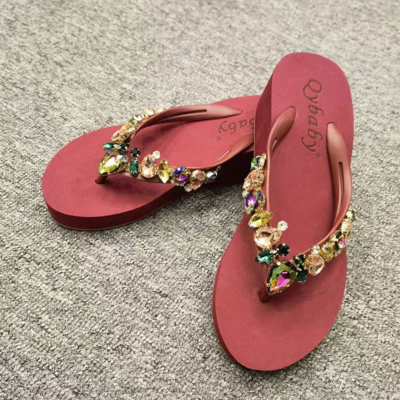 Fashion Women Summer sexy Slippers Rhinestones Decoration Sandals Outside Non-Slip Slides Flip Flop Casual Indoor Shoes Female