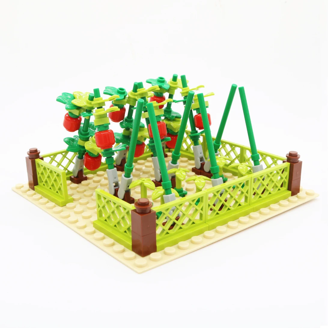 MOC-décennie s de construction de ferme pour enfants, modèle de décoration, légumes, tomates, citrouilles, jouets de bricolage, cadeau d'anniversaire, briques