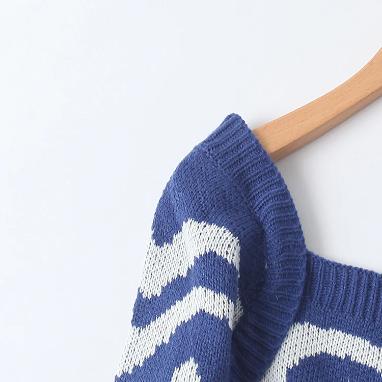 سترة محبوكة أنيقة مع تطريز، تصميم ربيعي جديد للنساء، ياقة مربعة قصيرة، أكمام طائرة، سترة بتصميم قلب #4