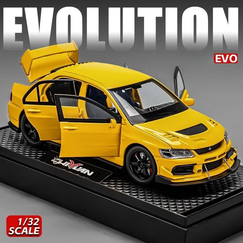 Mitsubishi EVO Alloy Car Model Sound and Light Children's Toy Simulation 1/32 Vehicle Birthday Gift Collection Miniature Voiture