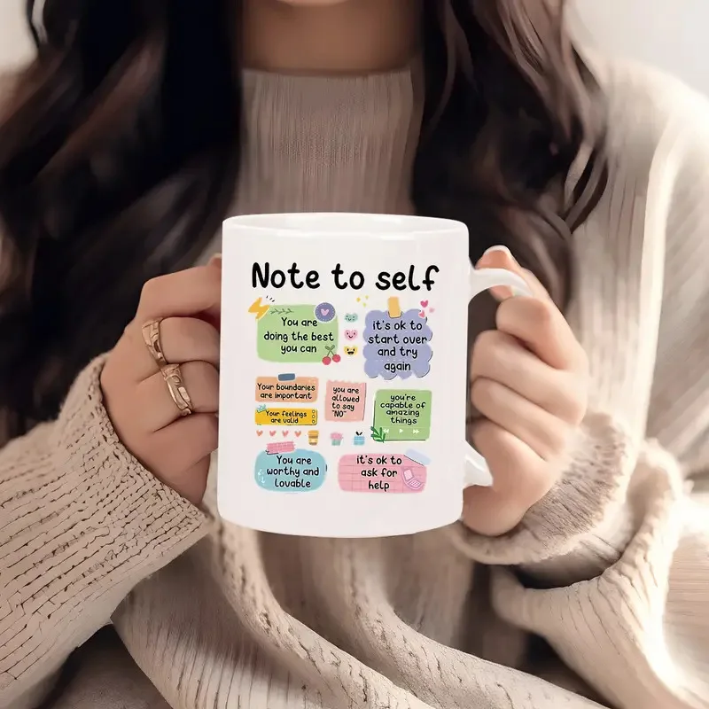 Cross-border Inspiring Ceramic Coffee Mug Self-Care Gift Mug with Positive Affirmations