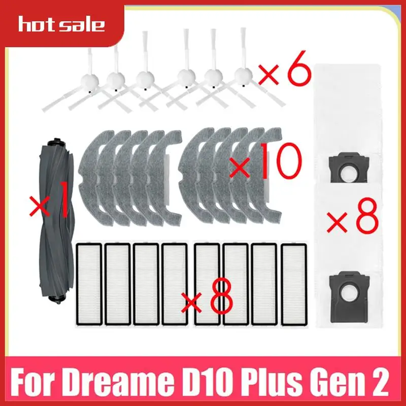 

A23I-запасные детали, аксессуары для Dreame D10 Plus Gen 2, RLD32GD, резиновая щетка, боковая щетка, фильтр Hepa, швабра, тканевый мешок для пыли