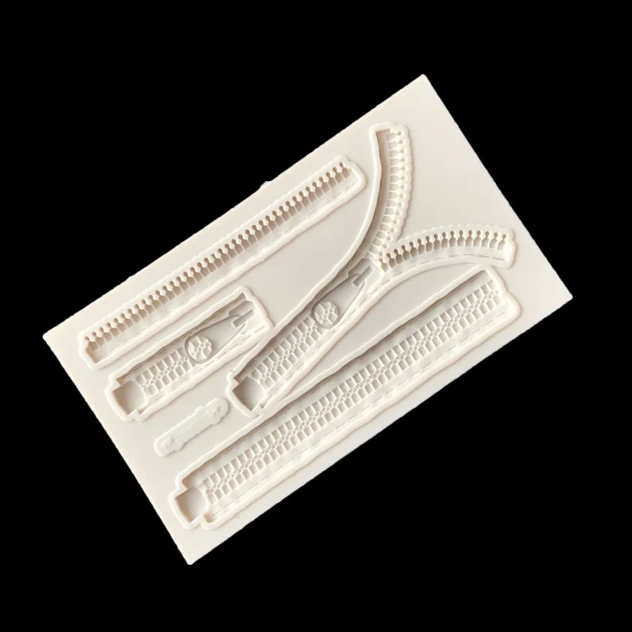 Aouke Clothes Zipper Shape Silicone Mold Dessert DIY Cake Border Decoration Kitchen Baking Tool Clay Gumpaste Chocolate Mold