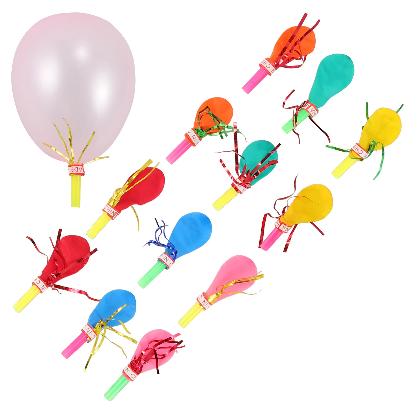 

30 pcs Whistles Balloon Mixed Glitter Fringed Metallic Noisemaker Blowouts Party Favor For Christmas Halloween Birthday