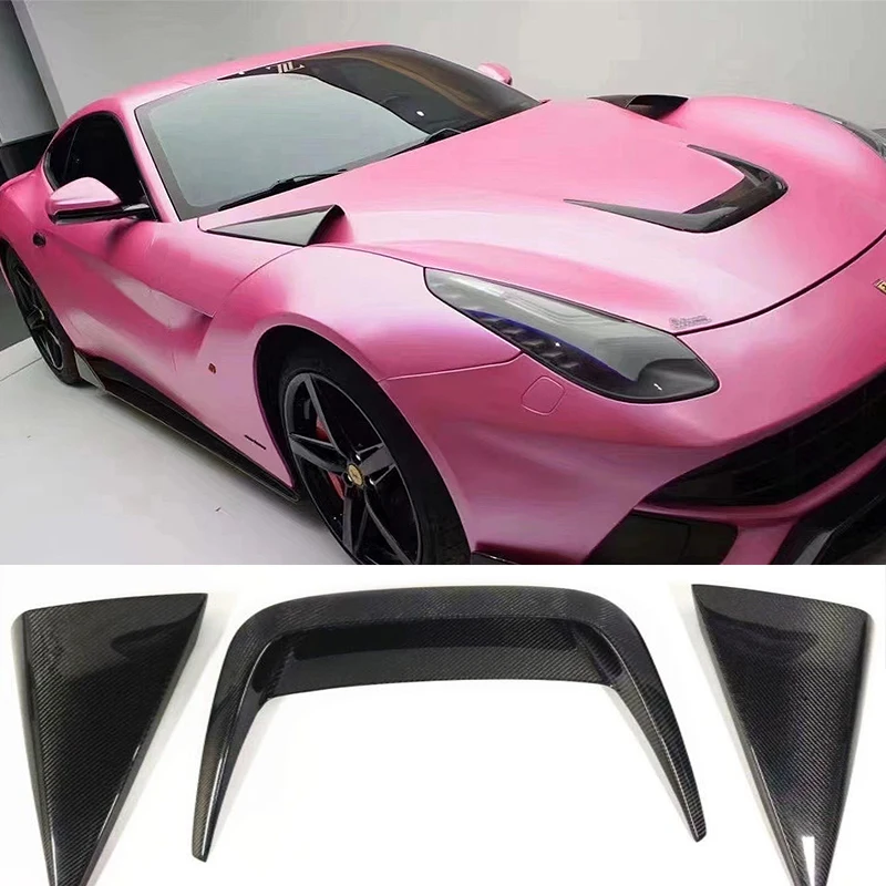 

For Ferrari F12 Berlinetta 2012-2015 Front Engine Air Hood Bonnet Scoop Vent Cover Trim Real Carbon Fiber Look Outlet Cowling