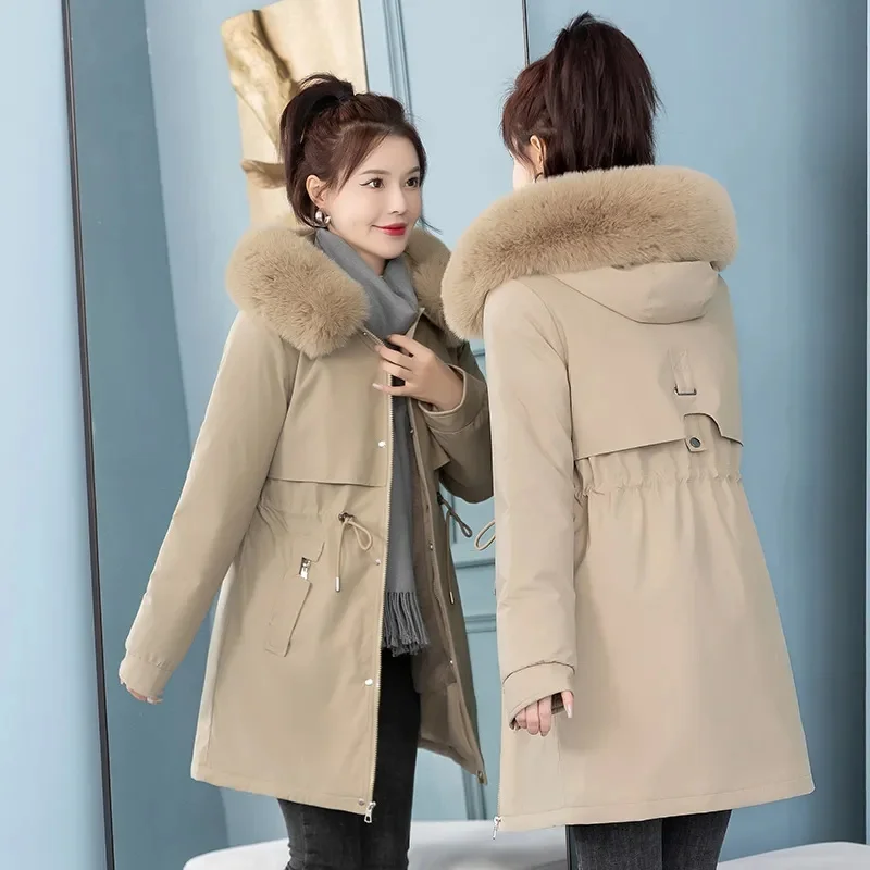 2023 New Snow Wear Long Parkas Winter Jacket Women Parka Fur Hooded Jacket Female Fur Lining Thick Coats Wool Liner Parkas