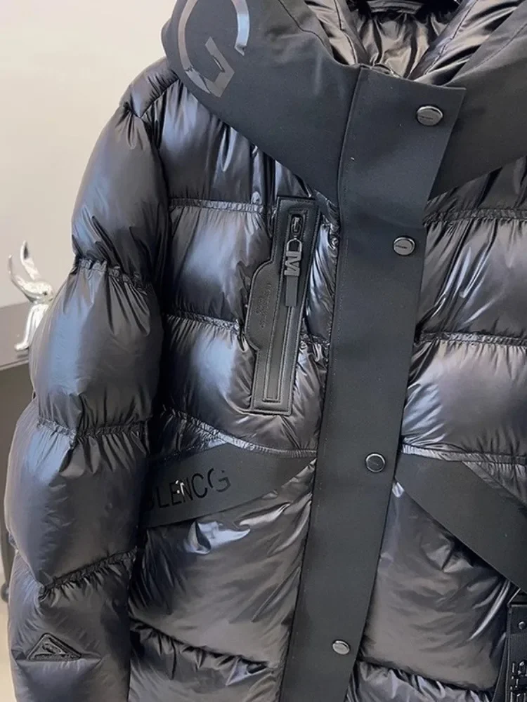 Super Dicke Kurze Daunenjacke Weibliche Winter Neue Schwarz Helle Gesicht Mit Kapuze Lose Mode Graphene Weiße Ente Puffer Mantel Männer Frauen