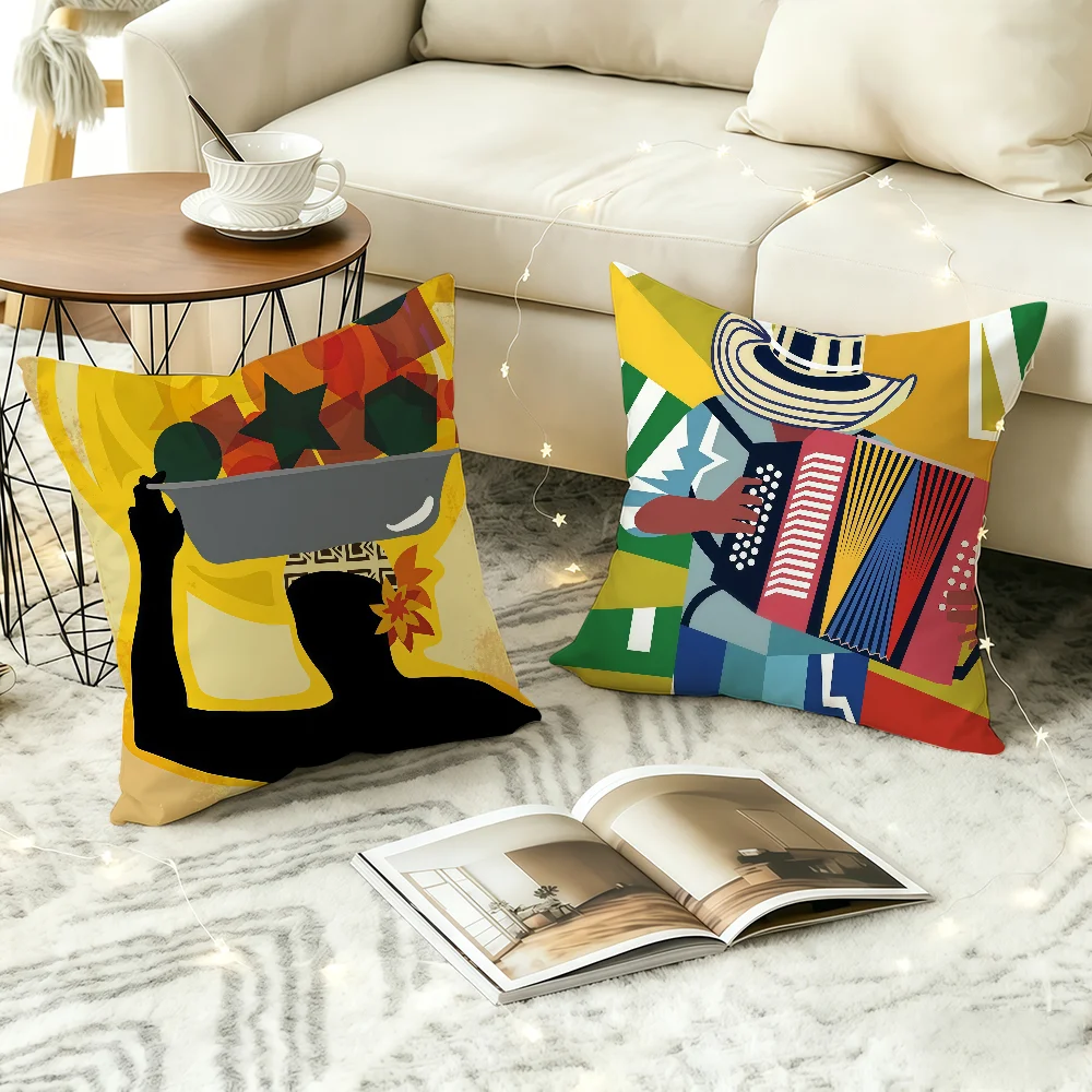 Vintage Landscape Colombia cushion cover Anti-dustmite Sofa Cushion Decorative Office Cover Lounge Area Indoor & Outdoor Use