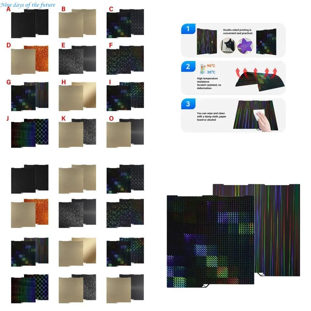 

256x268 мм двойная боковая сборка PEI Магнитная стальная пластина для 3 -принтера PEI Пружинный Стальный лист Часть E65A