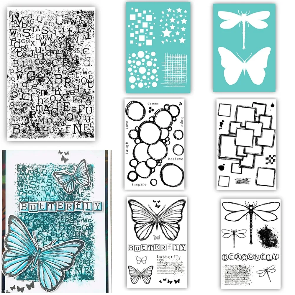 Pretty Butterfly Dragonfly Stamps And Stencil Scrapbooking Paper Making Cuts Crafts Template Handmade Decoration