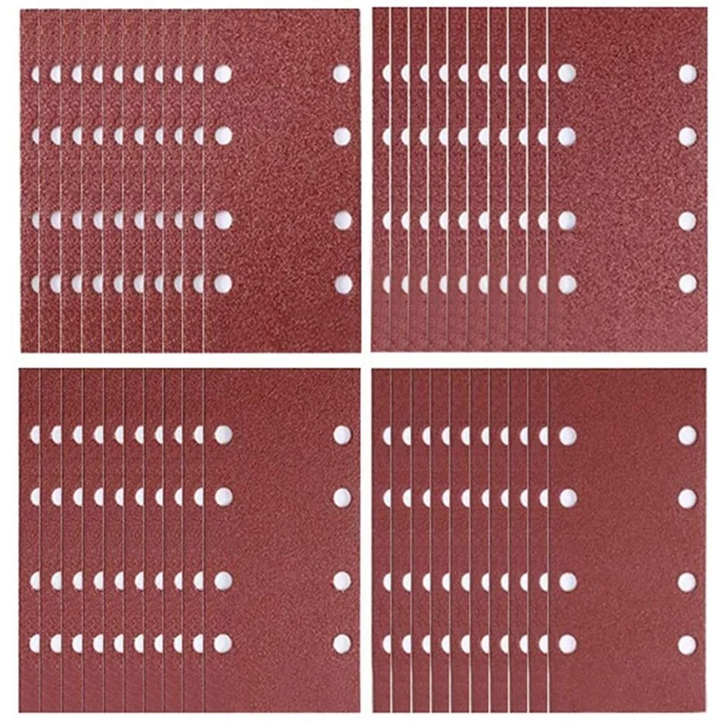 

40 шт. набор шлифовальных листов, накладки для шлифовальной бумаги, перфорированные 8 Разных Размеров зерна 40/60/80/120 для эксцентриковых шлифовальных машин