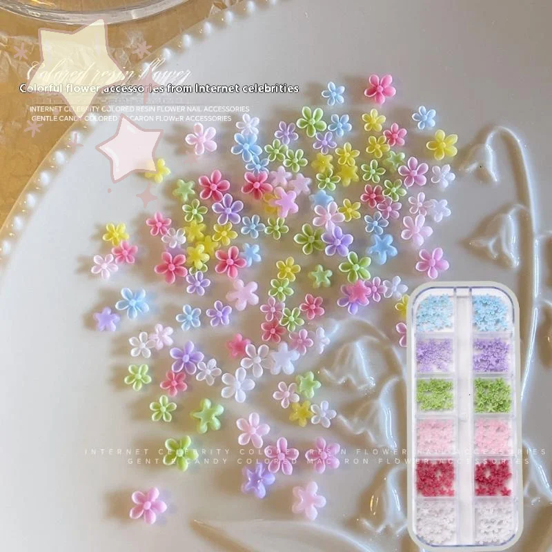 12 Grids Mini Gemengde Vijf Bloemblaadje Bloem Nail Art Charms Applicaties Decals Versieringen Voor Zomer Nail Design Manicure Accessorie