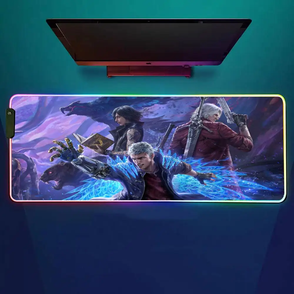 

Devil May Cry 5 Mouse Pad RGB Gaming Mouse Pad Desk Mat HD Gamer Large LED Light XXL MousePads