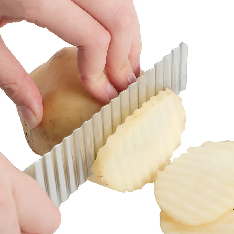 Practical New Wavy Edge Potato Cutter Stainless Steel French Fries Slicer Vegetable Chopper Durable Kitchen Gadget Accessories