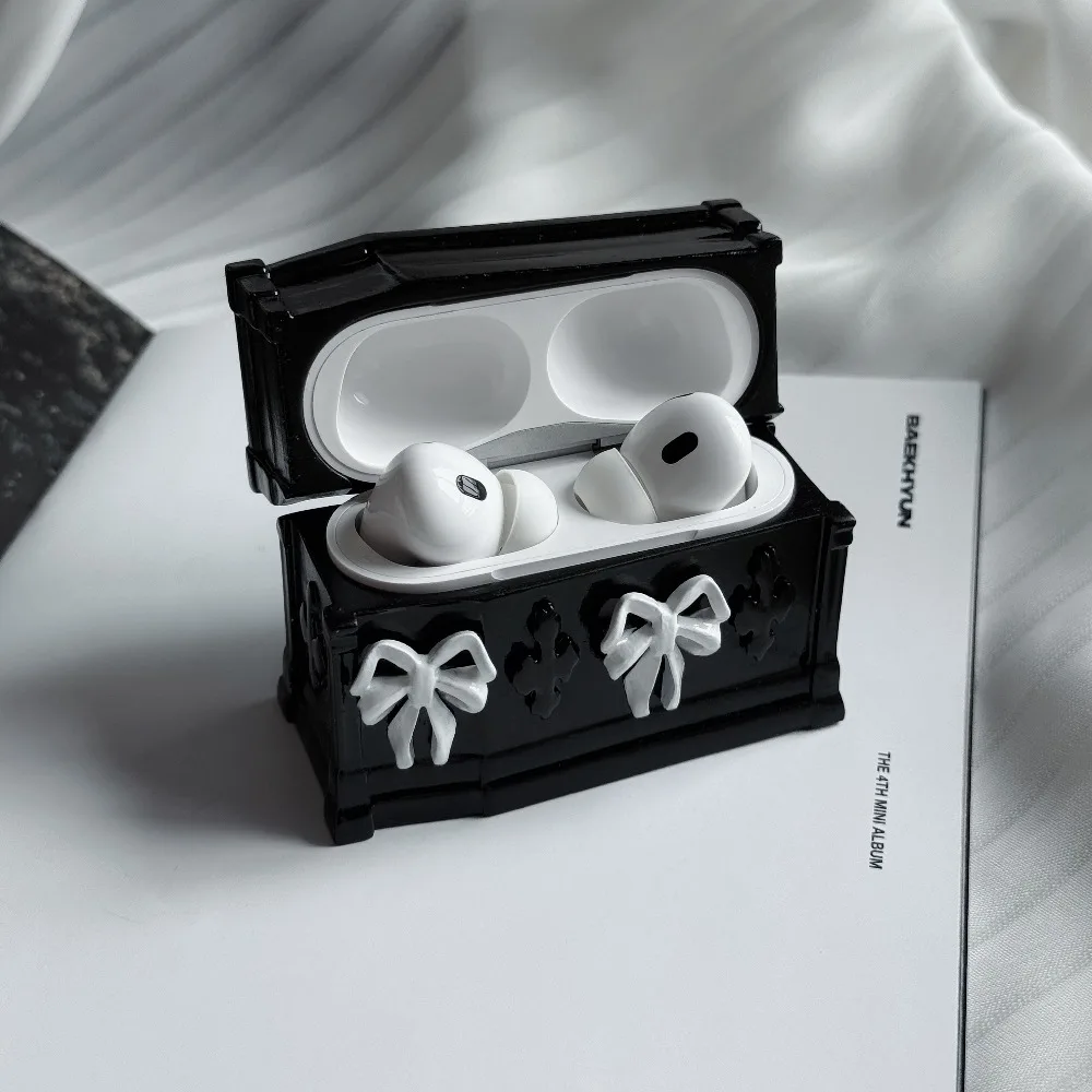 

Чехол для наушников Airpods Pro1/2 с галстуком-бабочкой и гробой Airpods 1/2/3/4, беспроводной Bluetooth, ниша из смолы, модный защитный чехол для наушников