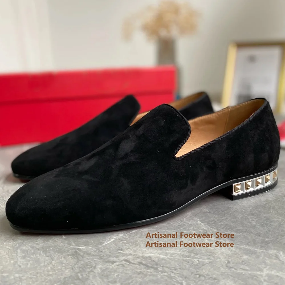 

Rivets Cow Suede Loafers Luxury Designer Flat Casual Shoes Wedding Banquet Party Lace-Up Dress Shoes Office Brand Men Shoes