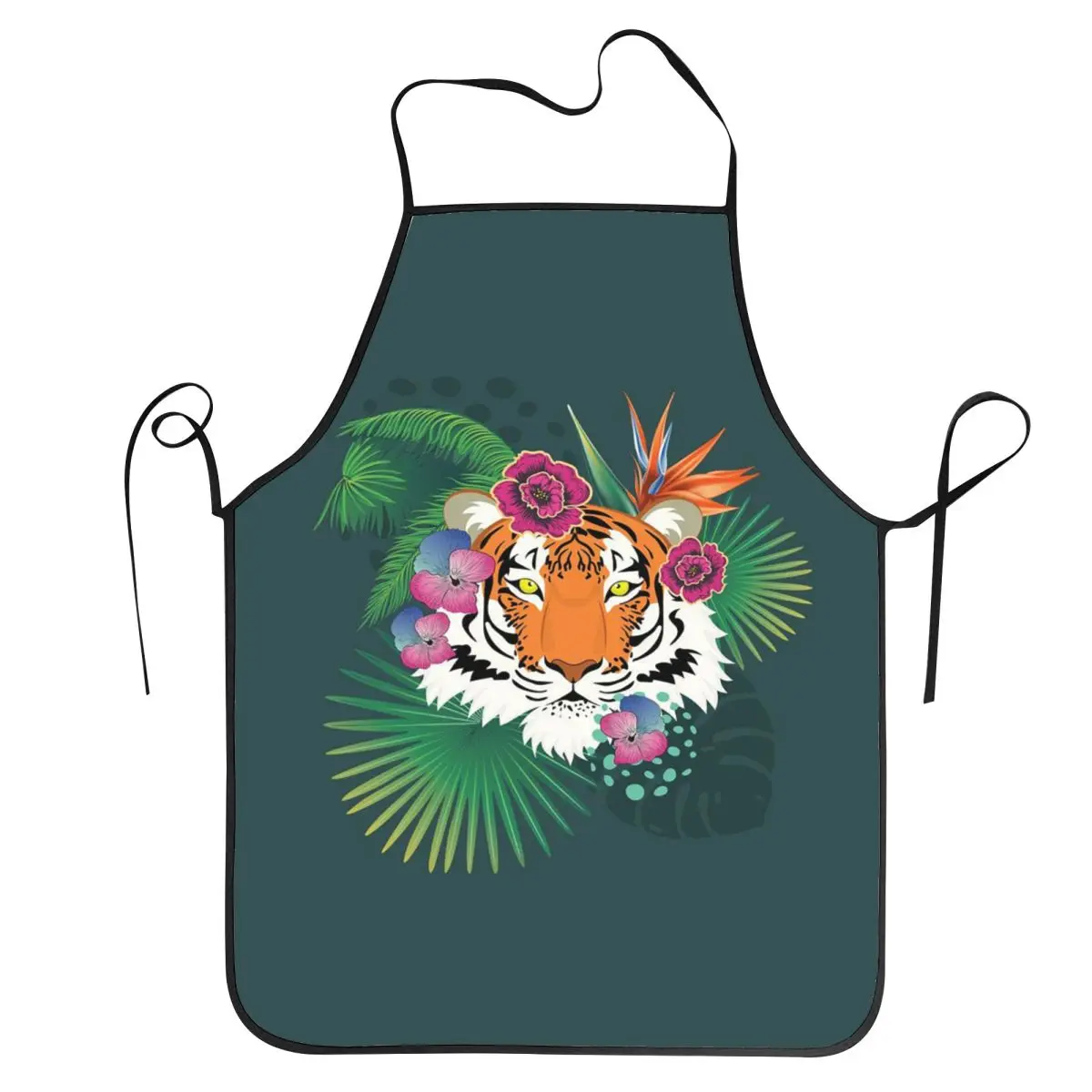 Leopard Tiger Cartoon Aprons Chef Cooking Tablier Sleeveless Bib Kitchen Cleaning Pinafore for Women Men Painting