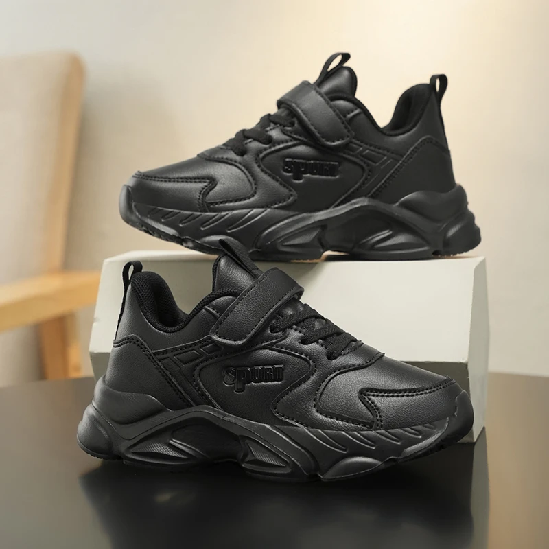 

Спортивная повседневная обувь для девочек, кожаная обувь для тенниса для мальчиков 5–16 лет, уличные детские кроссовки для бега, противоскользящая прогулочная обувь на мягкой подошве