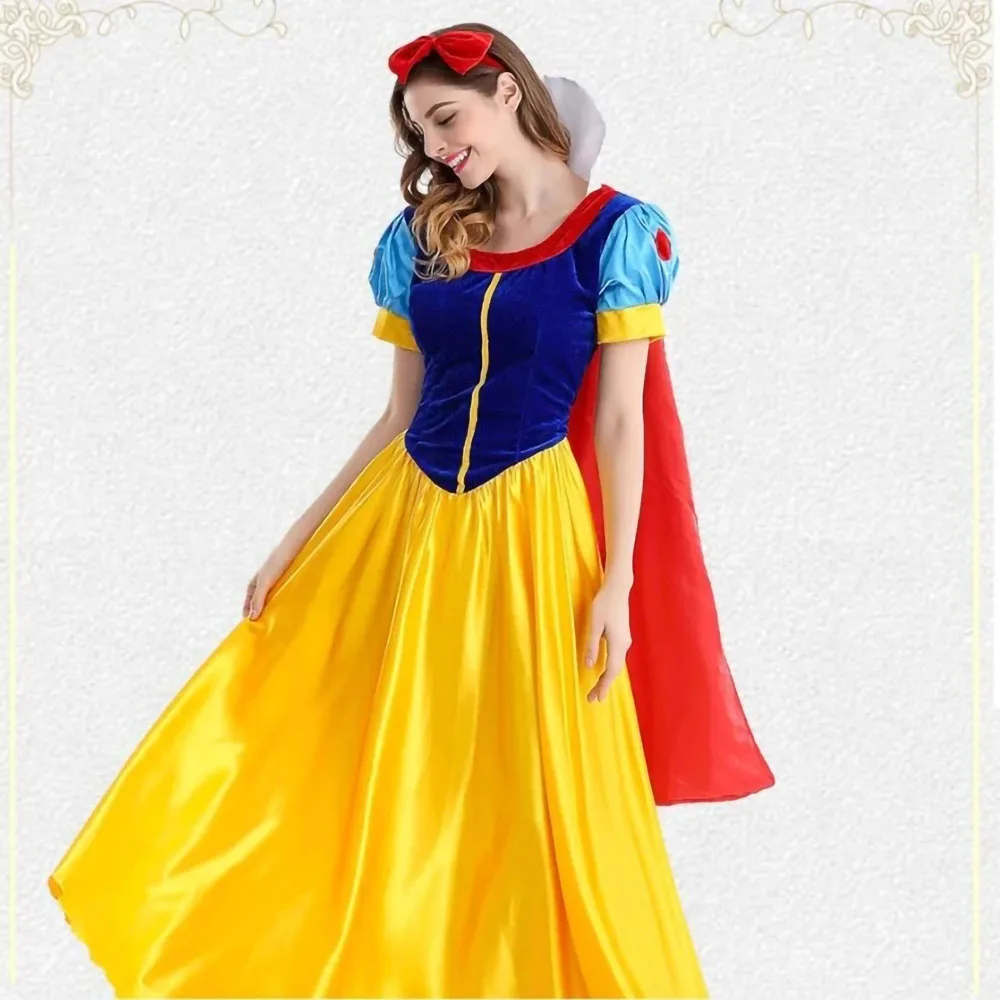 Klassisches Märchen-Schneewittchen-Prinzessinnen-Kostüm für Erwachsene Frauen Halloween-Aufführung Fantasia Prinzessinnen-Cosplay Rollenspiel-Kleider
