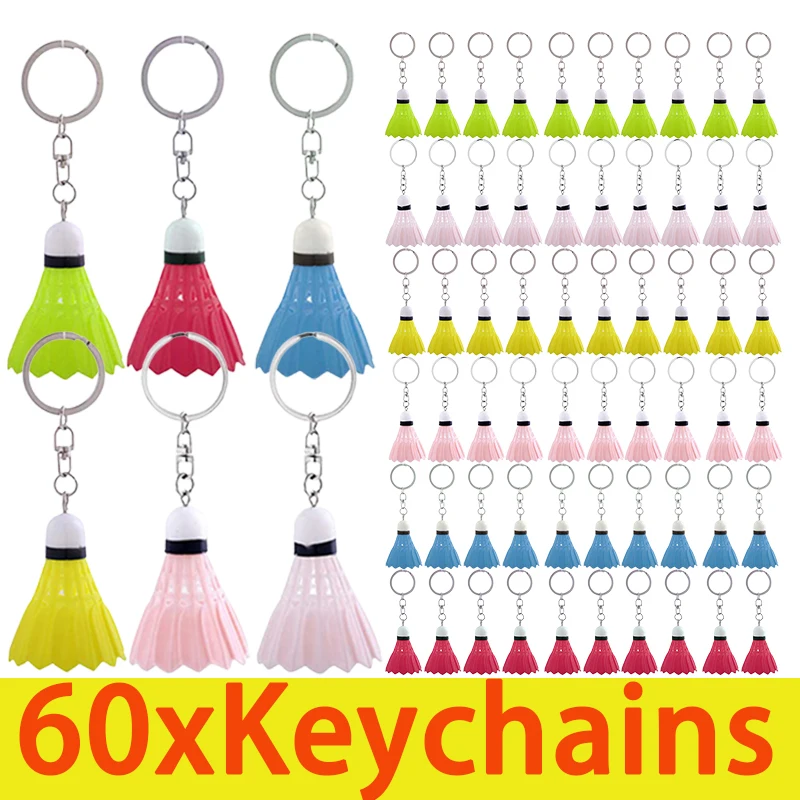 

60Pcs Sport Goods Keychains Cute Mini Badminton KeyChain Ball Keyrings Jewelry Accessories