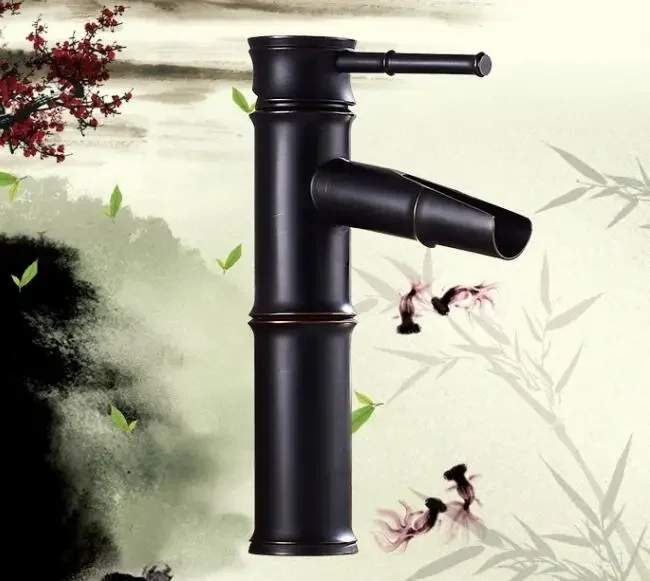 Vidric Bamboo Shape Basin Sink Faucet Black Bathroom Mixer Faucets washbasin hot and cold water taps mixer high quality