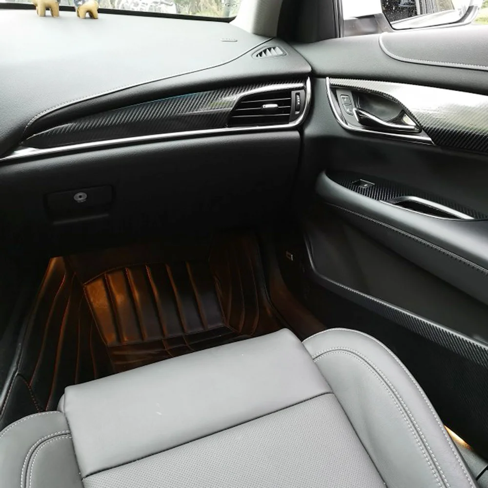 For Cadillac ATS 2013-2019 Interior Central Control Panel Door Handle Carbon Fiber Stickers Decals Car styling Accessorie