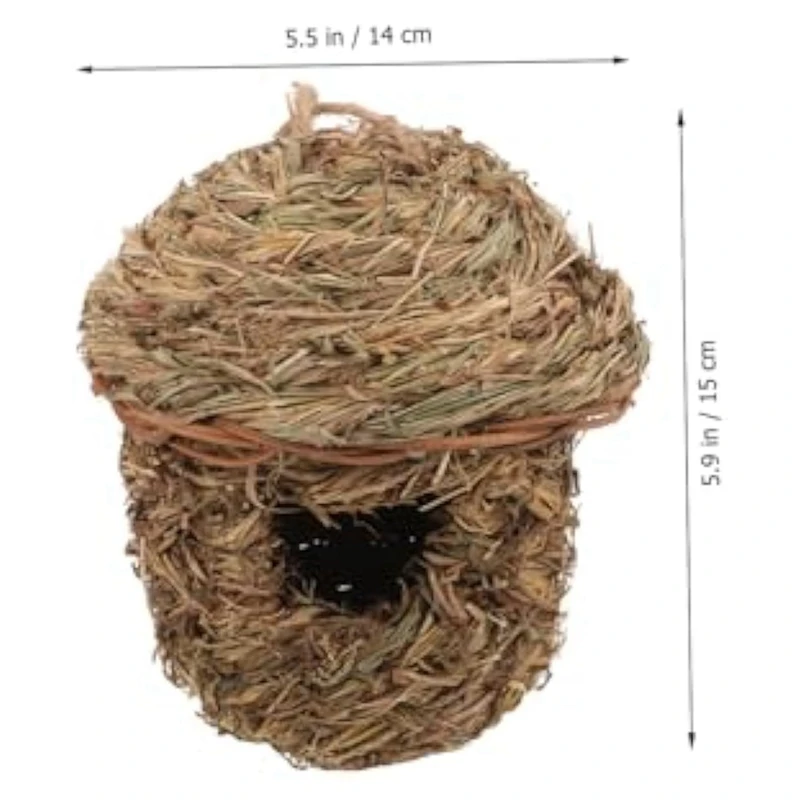 Straw Bird Nest Bird Shelter, Parrot Breeding Cave, Natural Bird Nest House Durable Easy Install